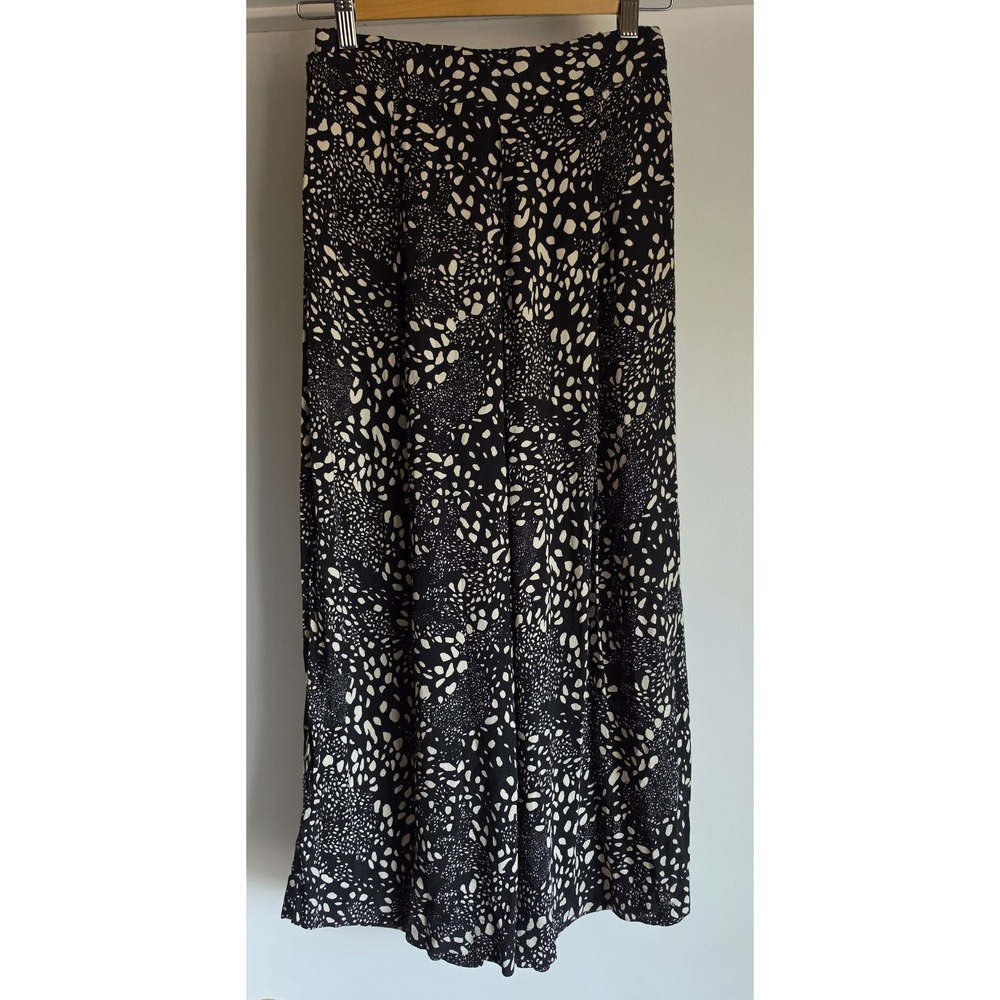 Wilfred Pants Size S Black White Abstract Cropped Wide-Leg Trousers Slacks